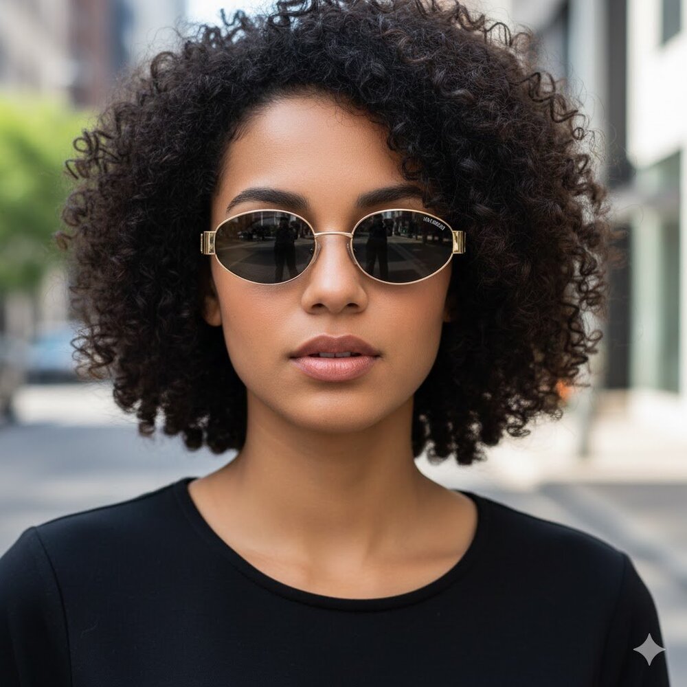 Brand new Steve Madden Oval Gold and Black Sunglasses